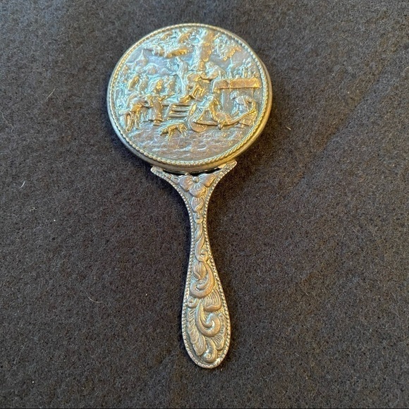 Vintage Accessories - Pewter mirror